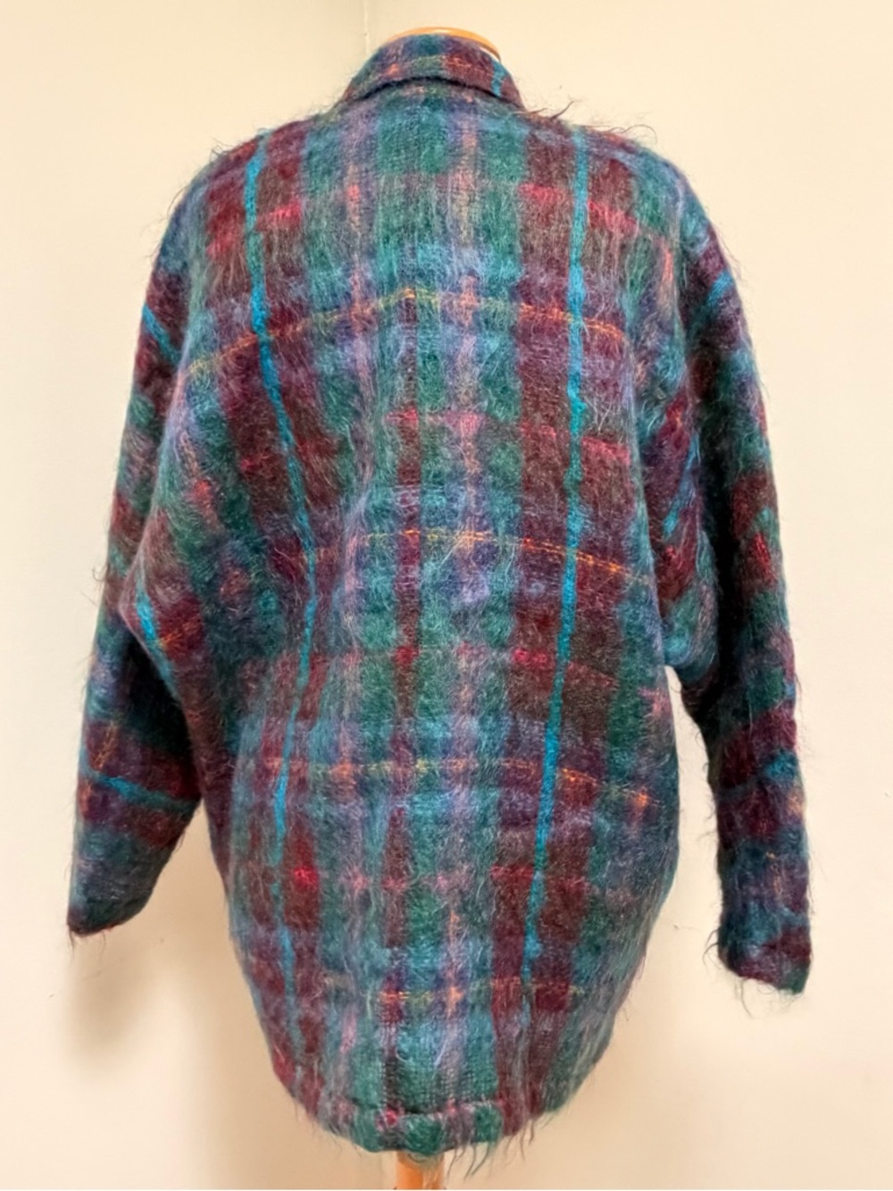 Helene Sidel Vintage 80’s Plaid Mohair/Wool Jacket Size S Oversized Pockets - Picture 2 of 9